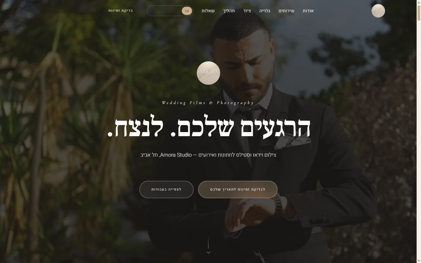 תצוגת אתר Amora Studio — צילום חתונות ואירועים